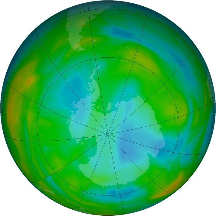 Antarctic ozone map for 07 July 1991